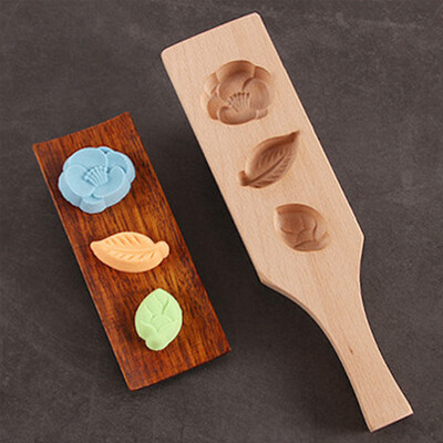 

Toponeto Flower Shapes Handmade Environmental Wooden Mooncake Mold for Ice Making