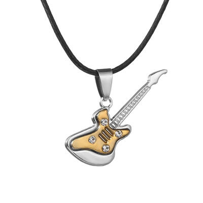 

6 Designs Pendant Chains Gift Accessories Music Jewelry instruments Choker Stainless Steel Guitar Necklaces punk rock Necklace