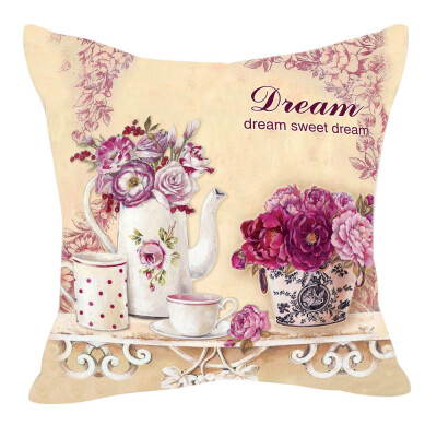 

Gobestart Retro Vintage Red Vase Tulip Flower Decorative Pillow Case Cushion Cover