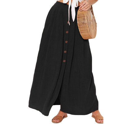 

Single-breasted irregular long section loose A-line skirt 65177