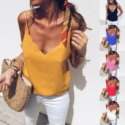 

2019 Women Summer Loose Sleeveless Casual Tank T-Shirt Blouse Tops Vest Solid