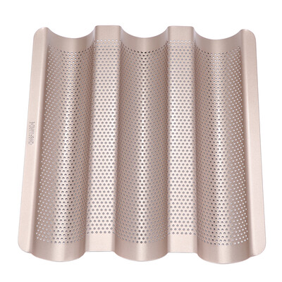 

10inch French Bread Pan Baguette Baking Tray Perforated 3-slot Non Stick Bake Baking ToolsBread Pan