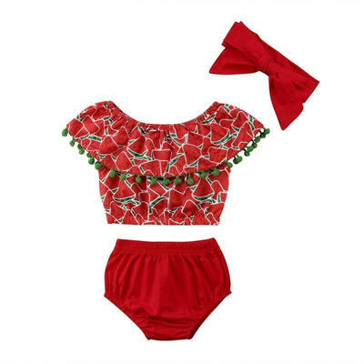 

Newborn Baby Girls Off Shoulder Tops BlouseShorts 2PCS Outfits Clothes Set