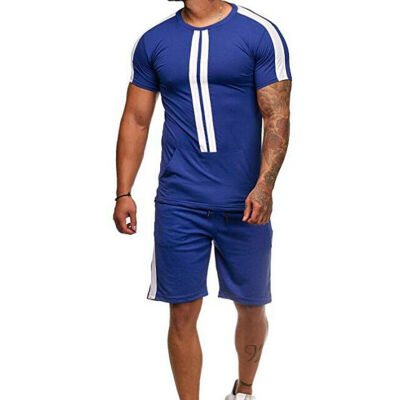 

2pcs Men Summer Short Tracksuit Sport Suit T-shirt Top Tee Shorts Pants