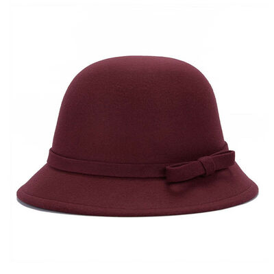 

Ladies Wool Cloche Hat Womens Flower Floral Bow Winter Soft Warm Bell Bucket Cap
