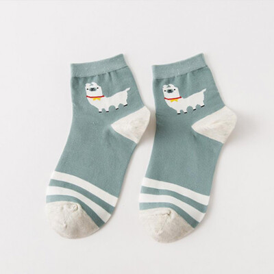 

Cartoon Alpaca Socks Casual Cotton Short Socks Elastic Stretch Breathable Socks Women Gifts