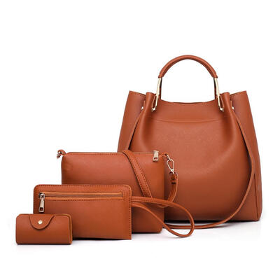 

4pcsset Solid Color Shoulder Handbags Women Leather Crossbody Bags Clutch
