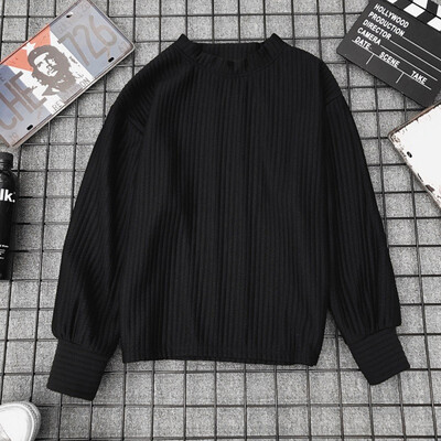 

Sweatshirts Women Winter Autumn Knit Solid O Neck Long Sleeve Velvet Warm Korean Loose Female Casual Coat