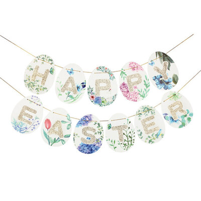 

Happy Easter Paper Egg Banner Festival Party Bunting Wall Hanging Ornament Decor