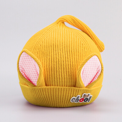 

Korean version autumn&winter baby childrens new knitting cotton Pullover hat rabbit ear letter cartoon fashion single hat