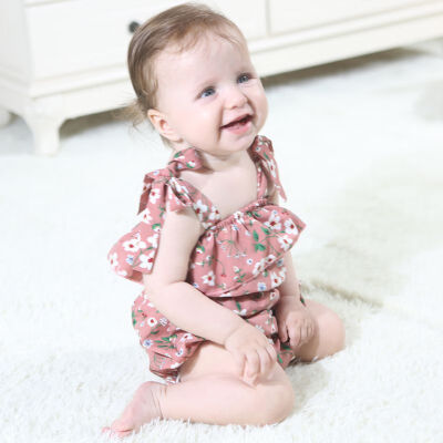 

Childrens Clothing Summer Infant Child Jumpsuit For Baby Girls Strapless Sling Floral Romper