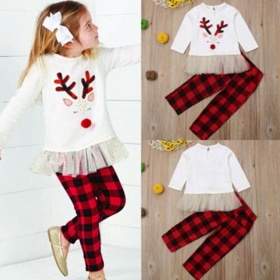 

UK Christmas Kids Baby Girl Tutu Dress TopsPants 2pcs Outfits Set Clothes 6M-5T