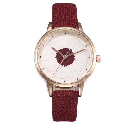 

Creative lady 3D flower dial fashion simple quartz watch student watch female model generation