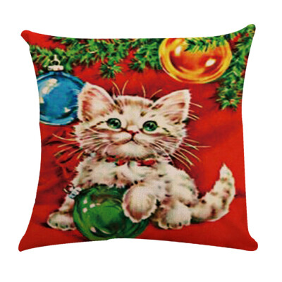 

Tailored Christmas Linen Square Throw Flax Pillow Case Decorative Cushion Pillow Cover A