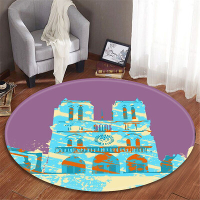 

〖Follure〗Ancient Church Elements Blanket Round Bathroom carpet 80cm