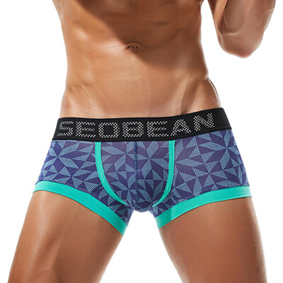 

Tailored Mens Fashion Brand Sexy Geometric Printing Cotton Soft Breathable Underwear