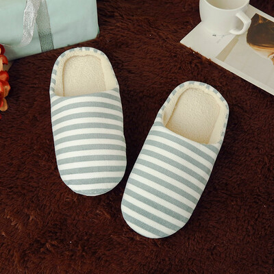 

Rose Women Men Warm Striped Slipper Indoors Anti-slip Winter House Shoes