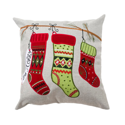

Tailored New Christmas Snowman Alphabet Cotton Embroidery Decorative Pillowcase