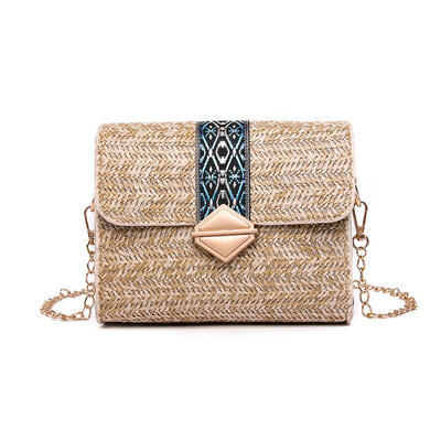 

Summer Women Straw Shoulder Bags Boho Embroidery Ethnic Style Messenger Bag