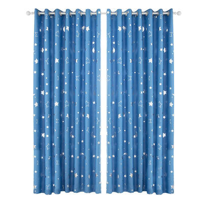 

Star Moon Print Bedroom Blackout Curtains Living Room Shading Window Blinds