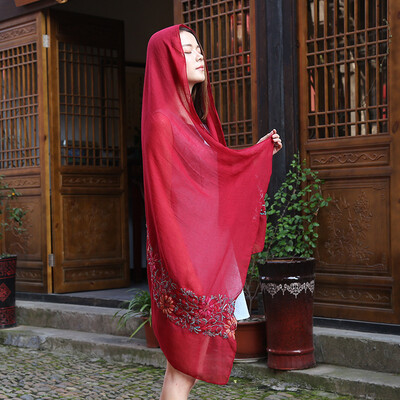 

2018 summer new cotton&linen embroidery scarf Nepal retro national wind shawl sunscreen beach towel