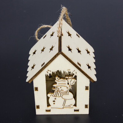 

LED Light Wood HOUSE Cute Christmas Tree Hanging Ornaments Holiday Decoration