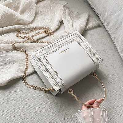 

2019 new simple fashion sewing thread chain shoulder Messenger bag female casual temperament wild portable small square bag