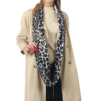 

Gobestart Unisex Winter Print Warm Loop Zipper Secret Pocket Infinity Scarf Shawl Ring