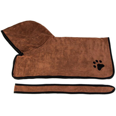 

Pet Dog Drying Bath Towel Absorbent Shower Hooded Bathrobe with Waist Belt