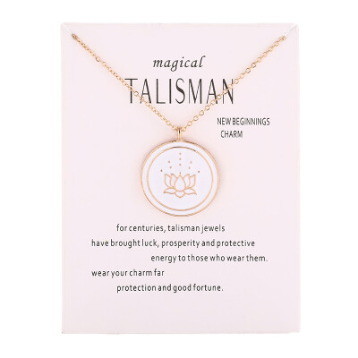 

Fashion Jewelry Magical Talisman Series Glaze Enamel Drop Lotus New Beginings Charm Pendant Necklace For Women