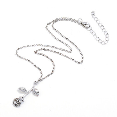 

Delicate Rose rosary Necklace & Pendants Flower Friends Vintage Charm Cute Women Jewelry necklace Rose Gold Color