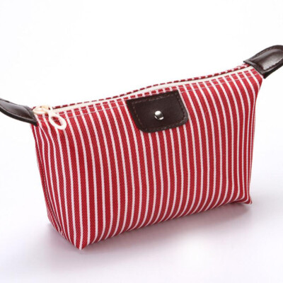 

Dumpling Shape Stripes Waterproof Cosmetic Makeup Purse Wash Bag Organizer Pouch Handbag