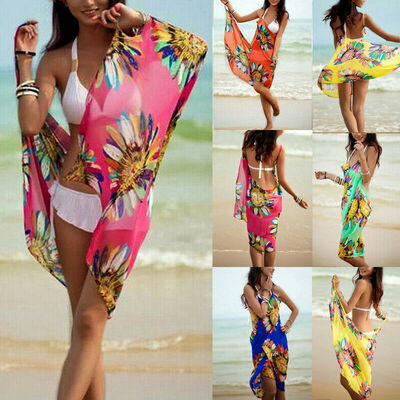 

New Beach Bikini Cover up Solid Pareo Swim Skirt Long Wrap Dress