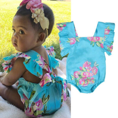 

Summer Baby Girl Newborn Floral Ruffle Romper Bodysuit Jumpsuit Outfit Clothes