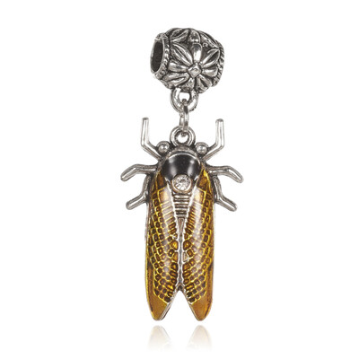 

Alloy Enamel European Dangle Pendants with Alloy Scarf Bail Bead Hanger Links Cicada Antique Silver Gold 46mm Hole 5mm