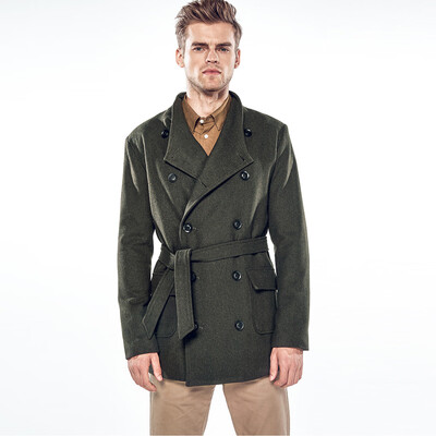

Toponeto Winter Mens Solid Color Pocket Edging Color Casual Long Trench Coat