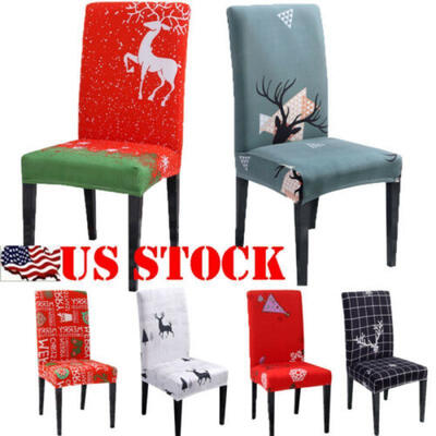 

Christmas Stretch Chair Cover Banquet Party Decor Home Dining Room Seat Covers