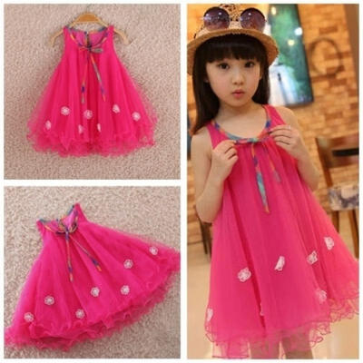 

Kids Girls Toddler Sleeveless Floral Skirt Birthday Party Dress Beach Sundress