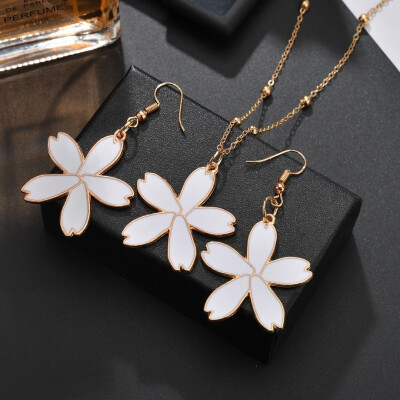 

Petal Earrings Necklace Set New Womens Sweet Beauty Jewelry Creative Design New Cute Multi-color Flower Wedding Party Gift