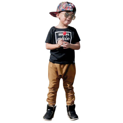 

Toddler Kids Baby Boys Outfit Clothes Letter Print T-shirt TopsShorts Pants Set
