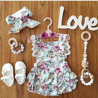 

Newborn Kids Baby Girls Clothes Floral Outfits Set Lace Jumpsuit Romper Playsuit