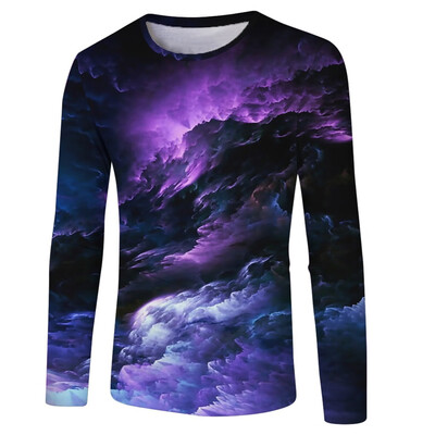 

Toponeto Men Funny 3D Print Round Neck Long Sleeve T Shirt Tops Casual Daily Blouse