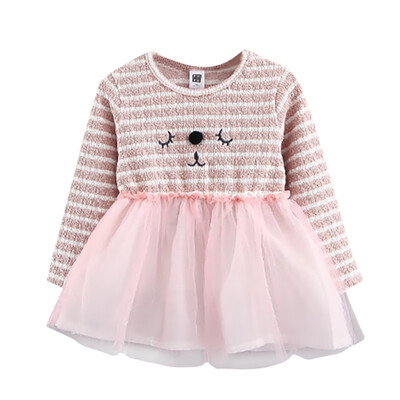 

Autumn Winter Baby Girl Dress Long Sleeve Striped Cute Ball Gown Dresses Vestidos