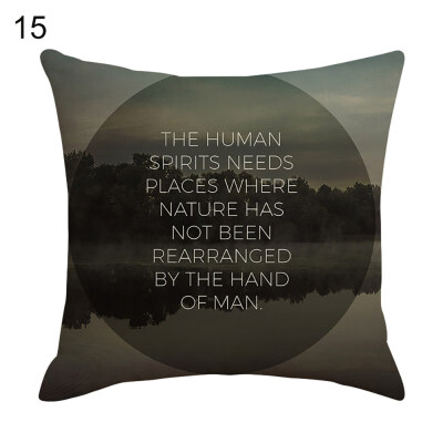 

Wisdom Letters Phrase Pillow Case Linen Cushion Cover Sofa Bedroom Car Decor