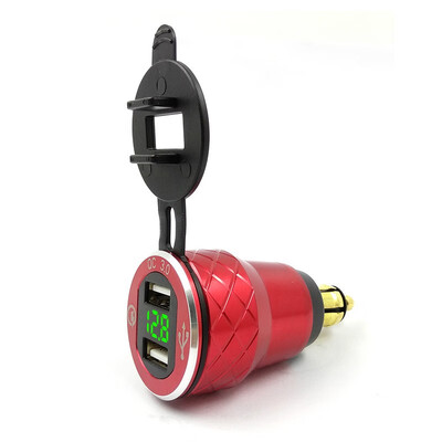 

Aluminum Alloy Quick Charge 30 Dual USB charger for BMW Motorcycle Triumph Tiger Ducati Voltmeter QC30 DIN Hella Socket to USB