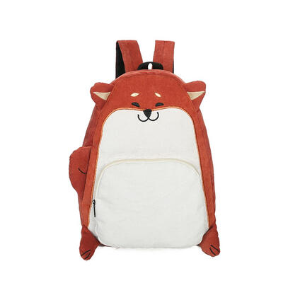 

Women Backpack Schoolbag Corduroy Cute Dog Fox Ear Embroidery Girl Bag