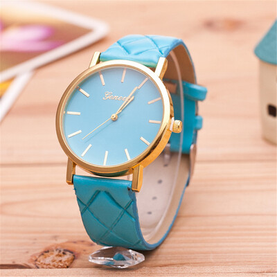 

European&American fashion check belt ladies watch simple engraved