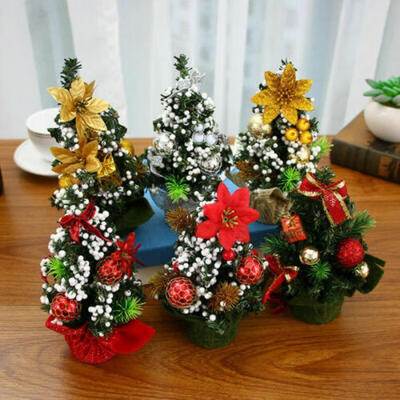 

20cm Cute Mini Miniature Christmas Tree Xmas Desk Table Decoration Xmas Decor UK
