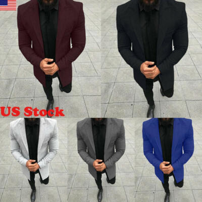 

Mens Winter Warm Wool Trench Coat Single Breasted Overcoat Long Jacket Outwear