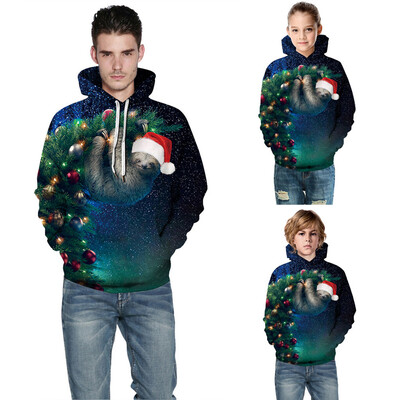 

Tailored Women 3D Print Christmas Xmas Sweatshirt Pocket Pullover Hoodie Family Matching